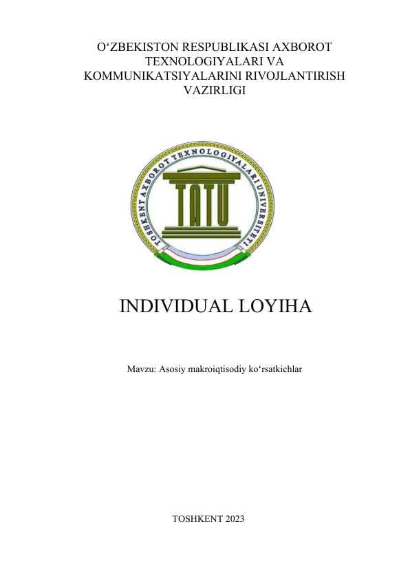 Asosiy makroiqtisodiy koʻrsatkichlar