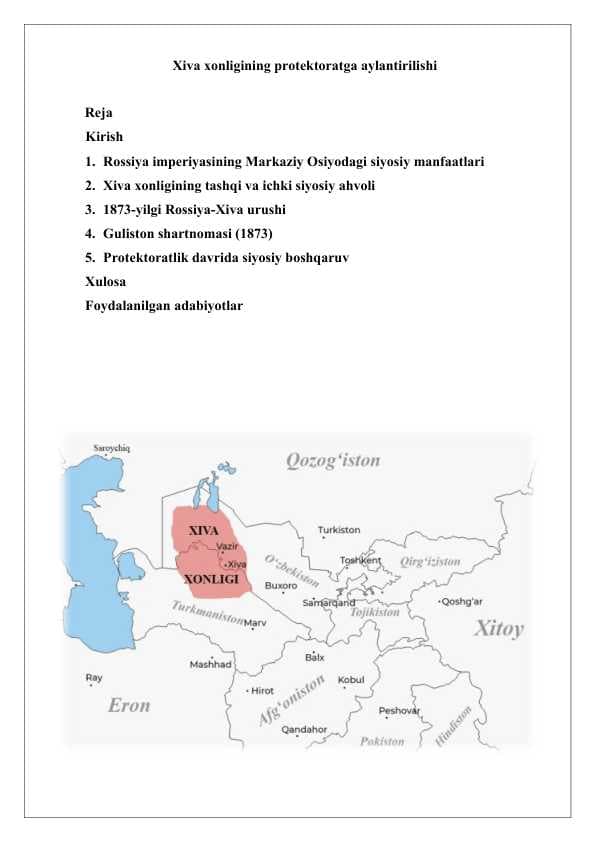 Xiva xonligining protektoratga aylantirilishi 25
