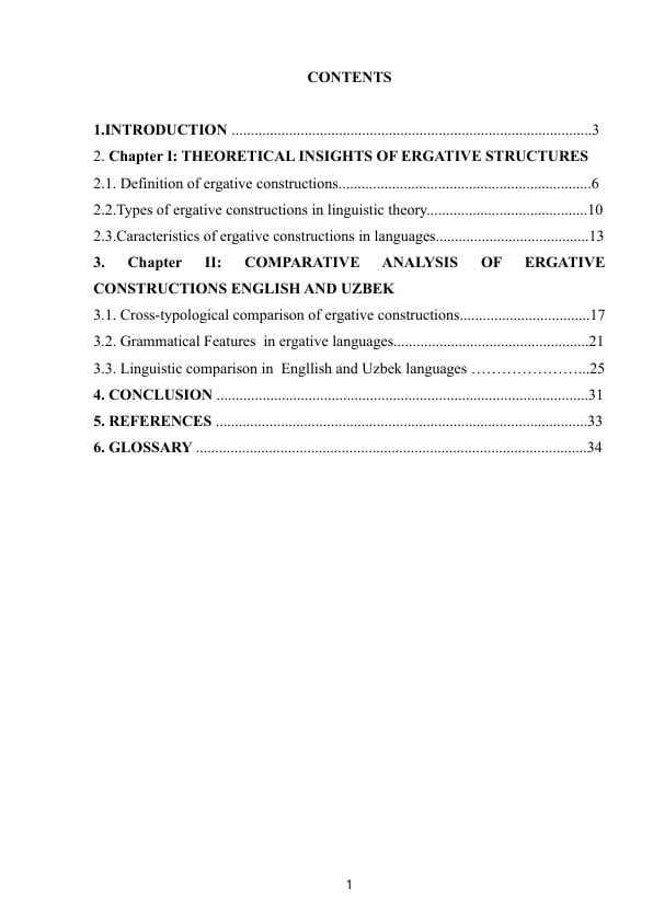Ergative constructions and their typological features in English and Uzbek languages