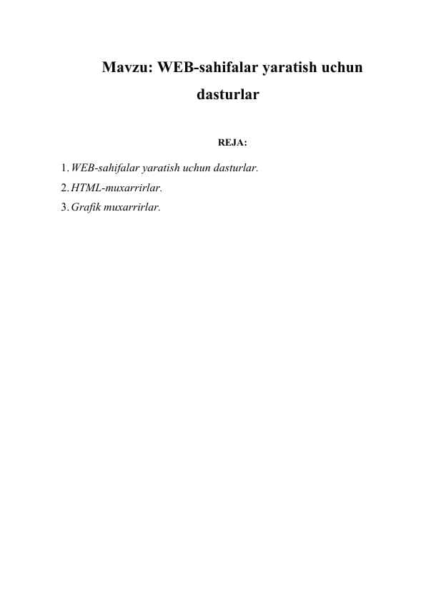 WEB-sahifalar yaratish uchun dasturlar
