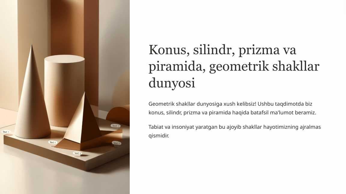 Konus, silindr, prizma va piramida, geometrik shakllar dunyosi