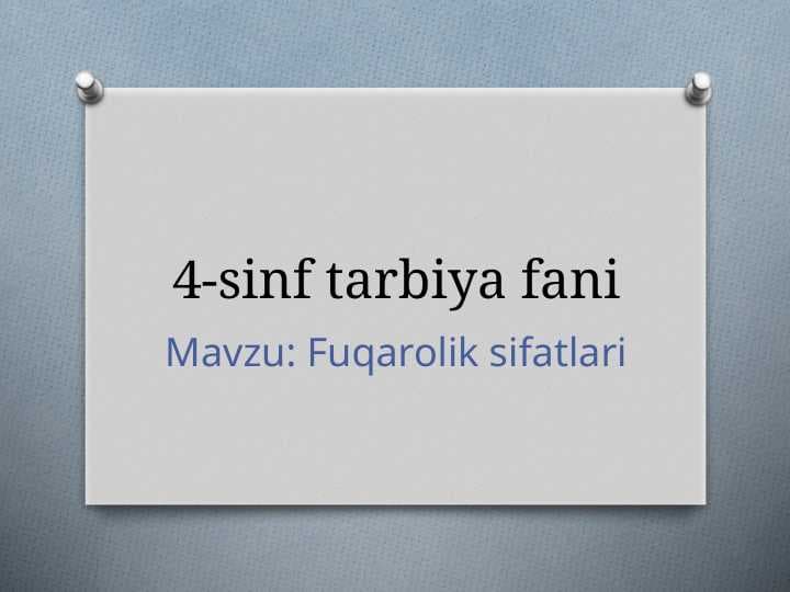 4-sinf tarbiya Fuqarolik sifatlari