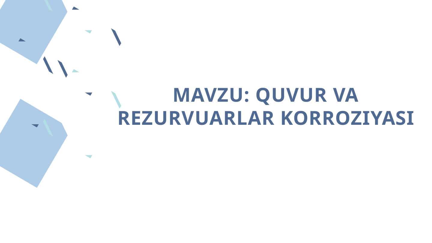 QUVUR VA REZURVUARLAR KORROZIYASI