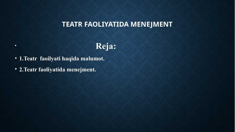 Teatr faoliyatida menejment