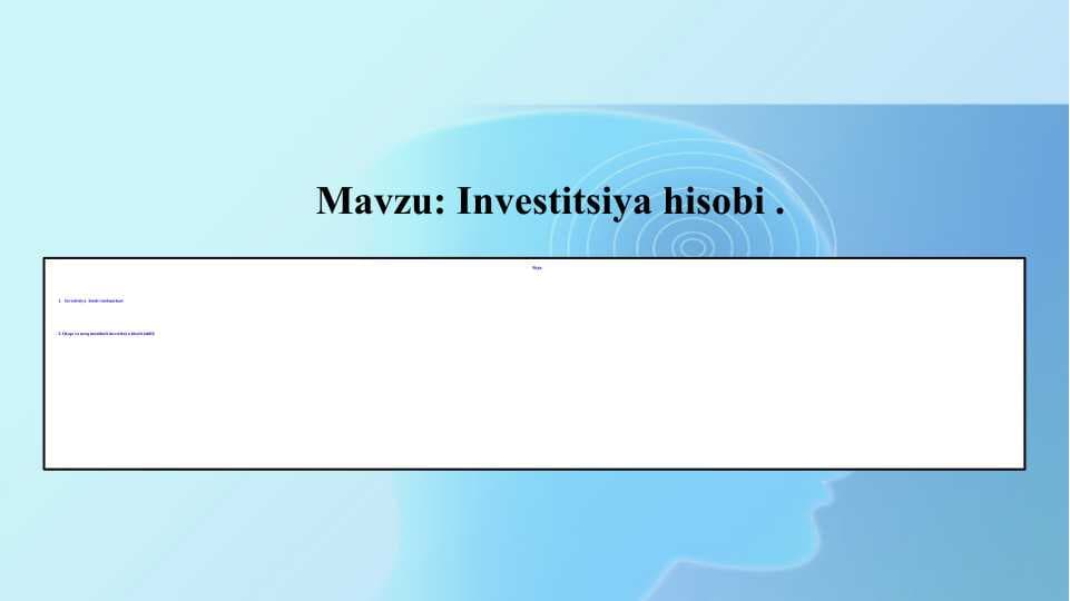Investitsiya hisobi