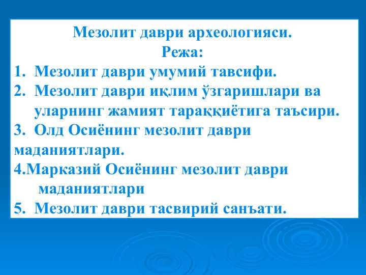 Мезолит даври археологияси