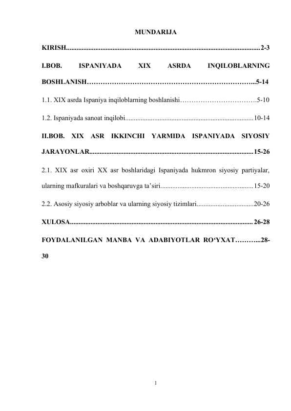 XIX asr ispan inqiloblari kurs ish i