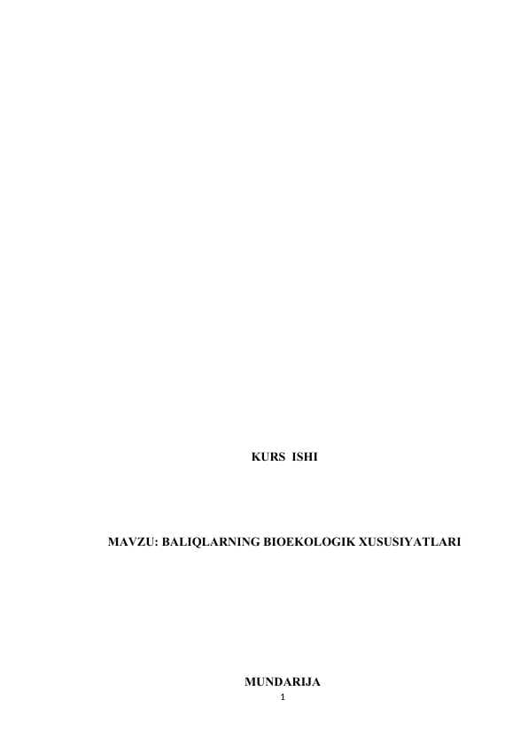 BALIQLARNING BIOEKOLOGIK XUSUSIYATLARI