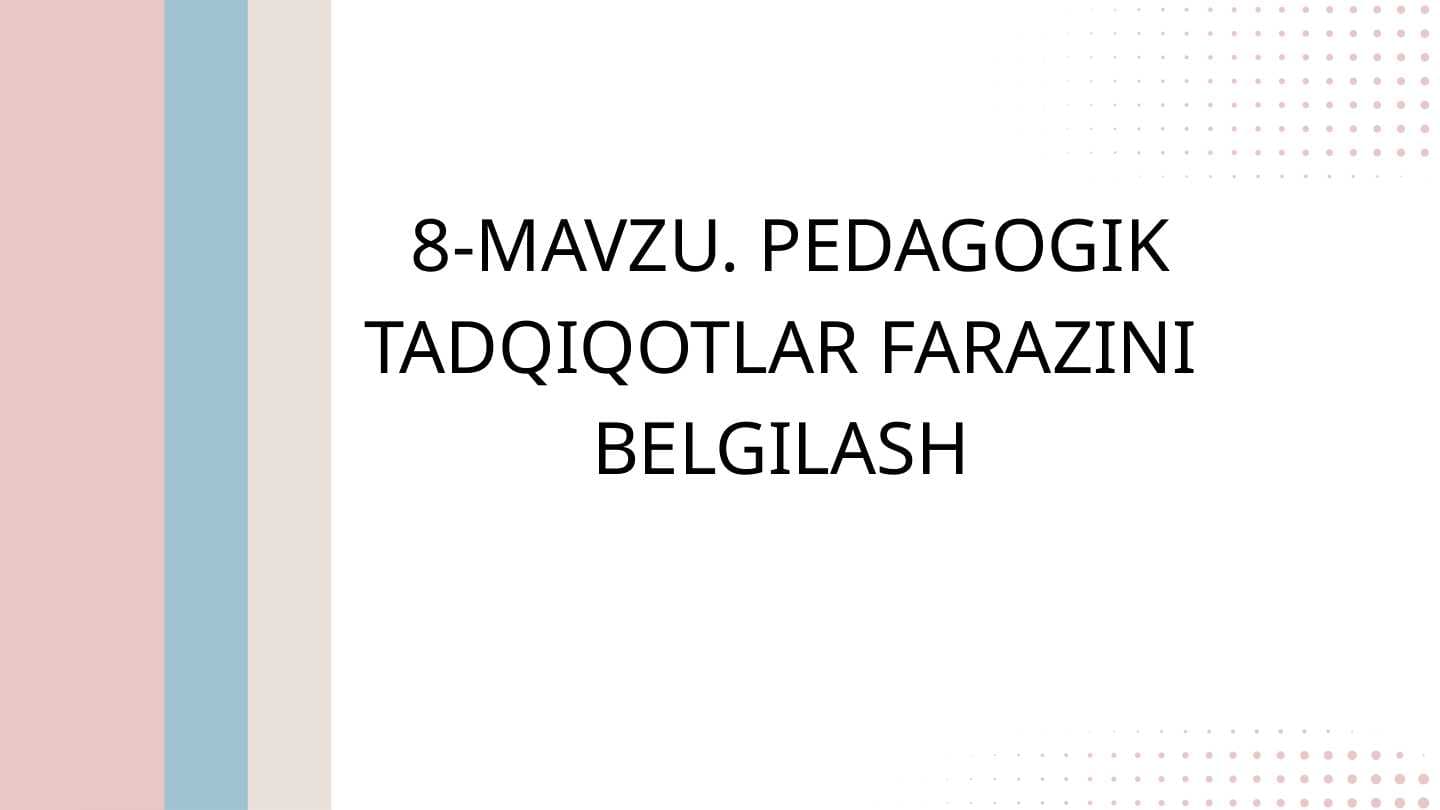 Pedagogik tadqiqotlar farazini belgilash