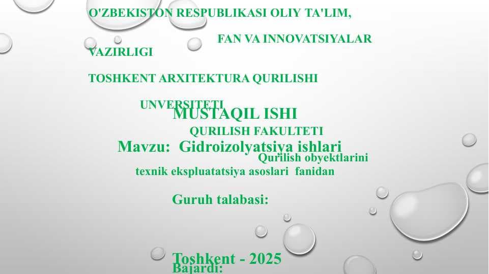 Gidroizolyatsiya ishlari
