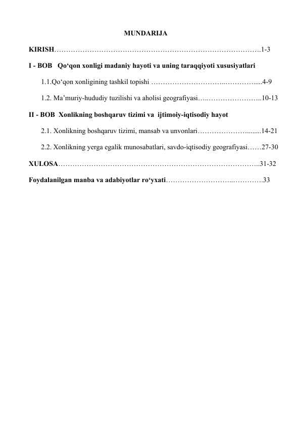 Qo'qon xonligi kurs ishi