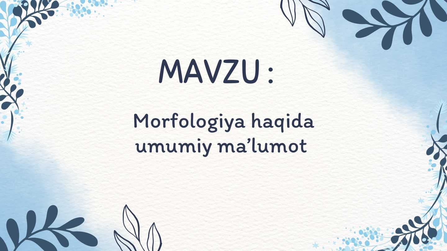 Morfologiya haqida umumiy maʼlumot