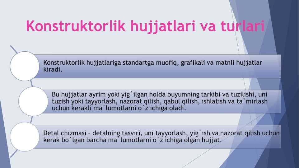 Konstruktorlik hujjatlari va turlari