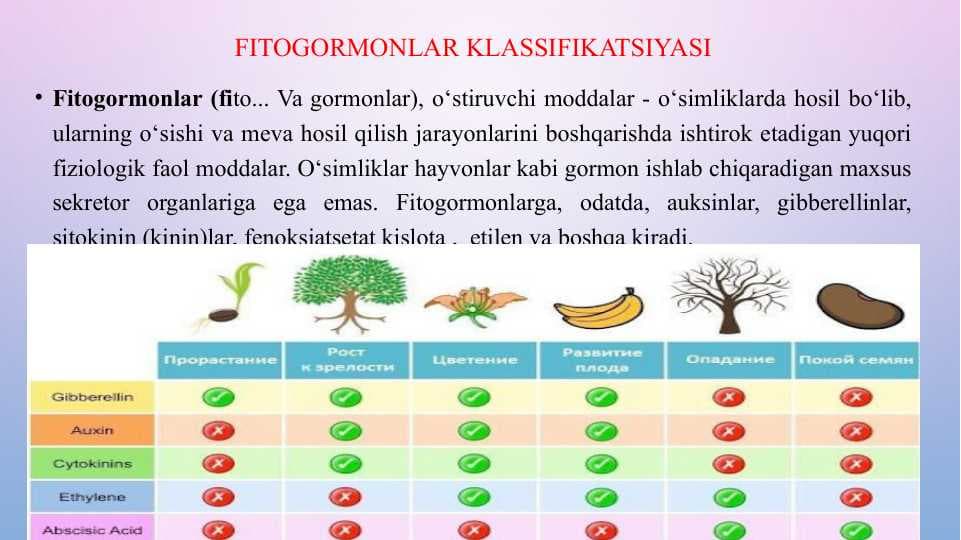 Fitogormonlar klassifikatsiyasi