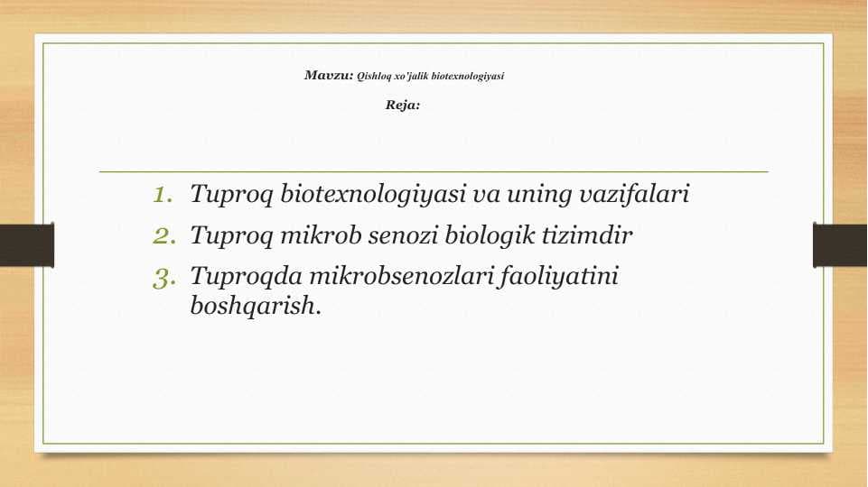 Qishloq xo’jalik biotexnologiyasi