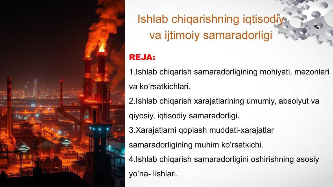 ishlab chiqarish samaradorligini oshirish slayd