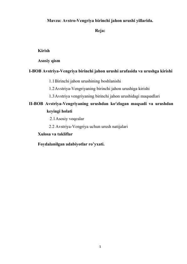 Avstro-Vengriya birinchi jahon urushi yillarida.