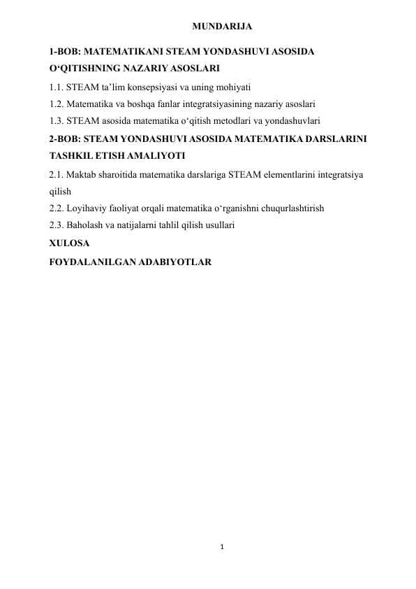 MATEMATIKANI STEAM YONDASHUVI ASOSIDA O‘QITISHNING NAZARIY ASOSLARI