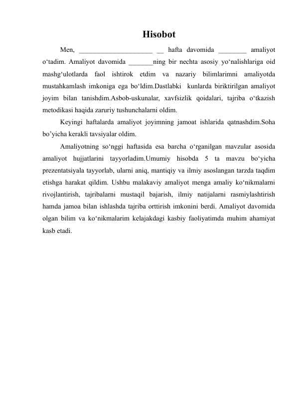 Amaliyot hisoboti