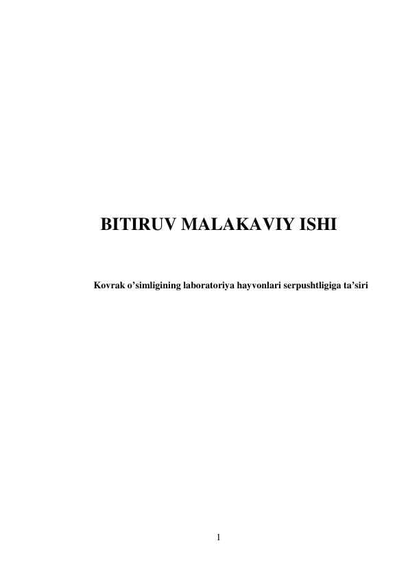 Kovrak o’simligining laboratoriya hayvonlari serpushtligiga ta’siri