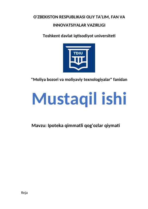 Ipoteka qimmatli qog'ozlar qiymati