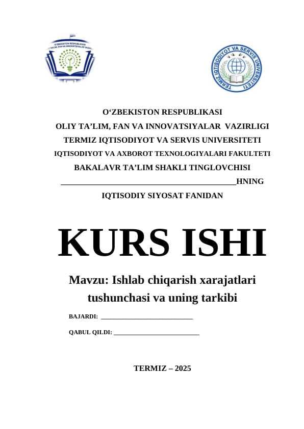 Ishlab chiqarish xarajatlari tushunchasi va uning tarkibi