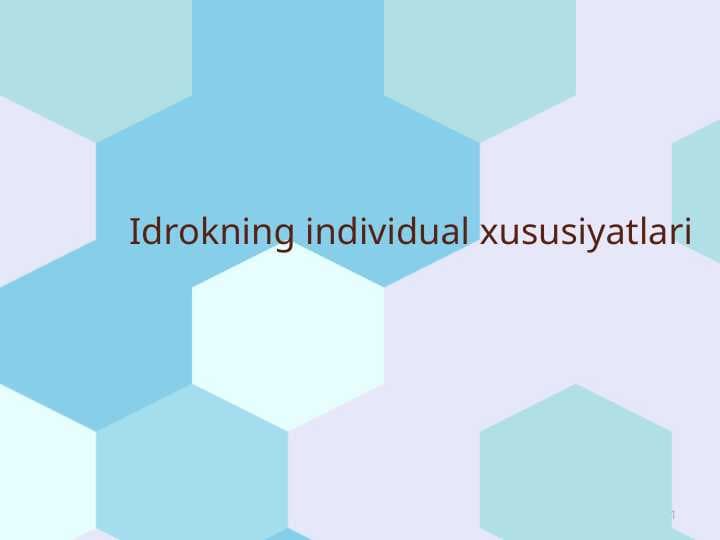 Idrokning individual xususiyatlari