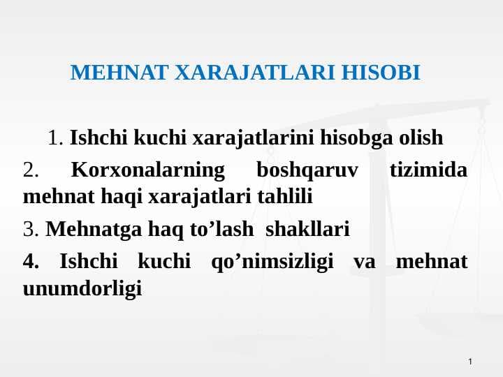 MEHNAT XARAJATLARI HISOBI