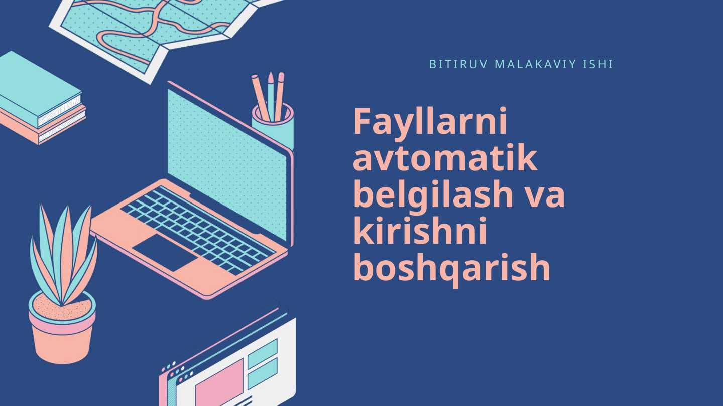 Fayllarni avtomatik belgilash va kirishni boshqarish BMI