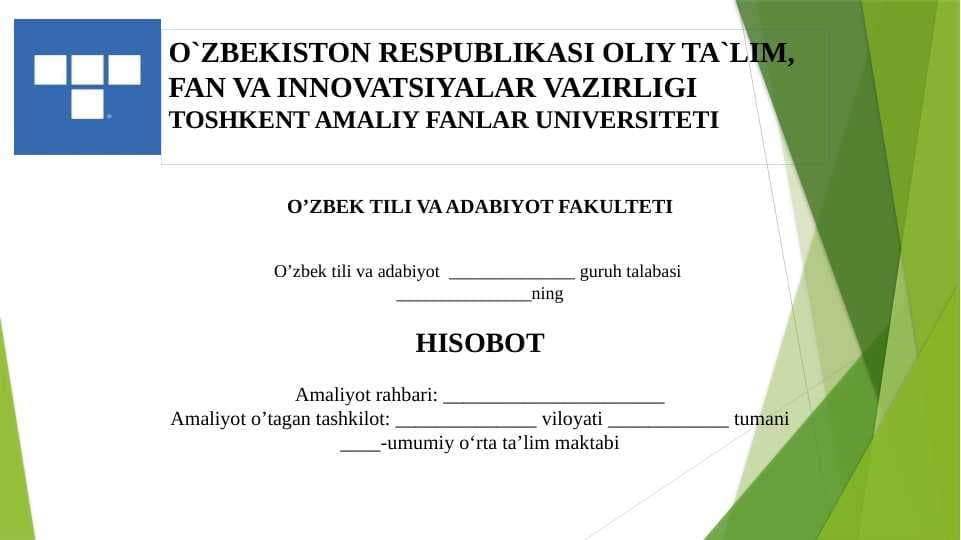 Amaliyot hisoboti