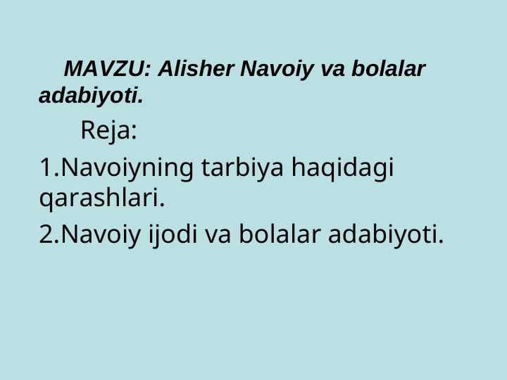 Alisher Navoiy va bolalar adabiyoti