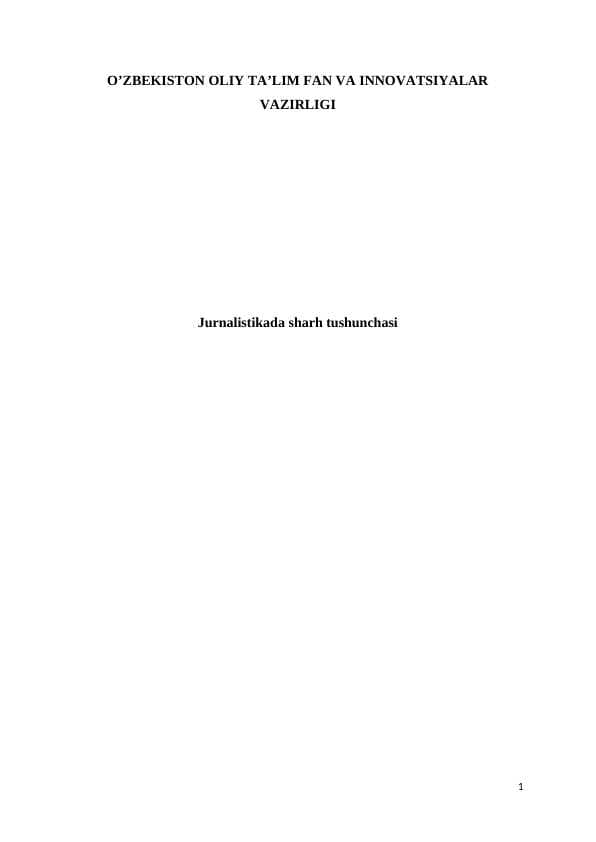 Jurnalistikada sharh tushunchasi