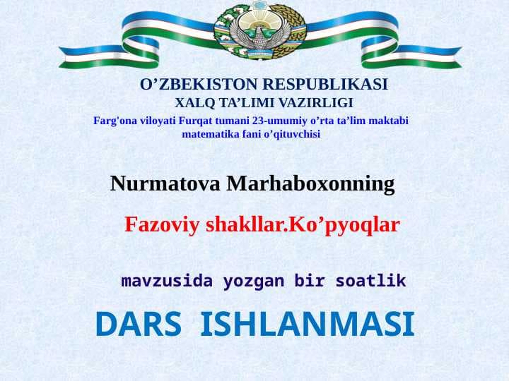 Fazoviy Shakllar 5 sinf