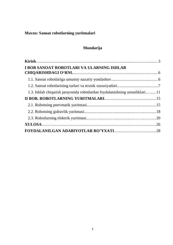 Sanoat robotlarning yuritmalari
