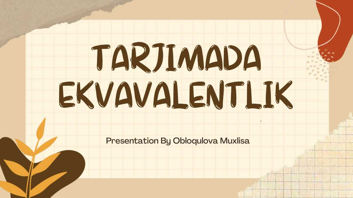 Tarjimada Ekvavalentlik