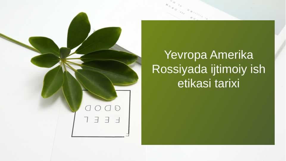 Yevropa Amerika Rossiyada ijtimoiy ish etikasi tarixi