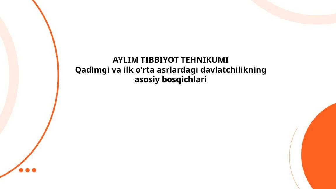 Qadimgi va ilk o'rta asrlardagi davlatchilikning asosiy bosqichlari
