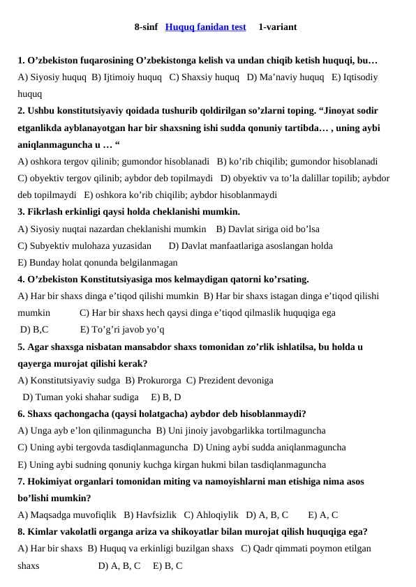 Huquq test 5