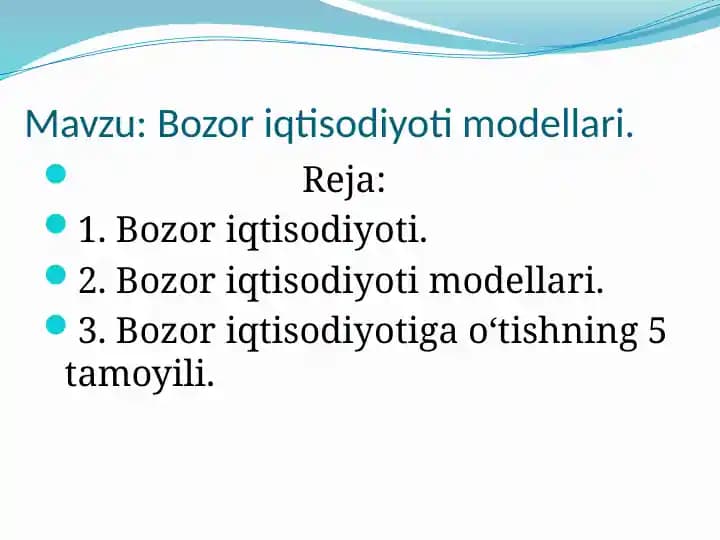Bozor iqtisodiyoti modellari