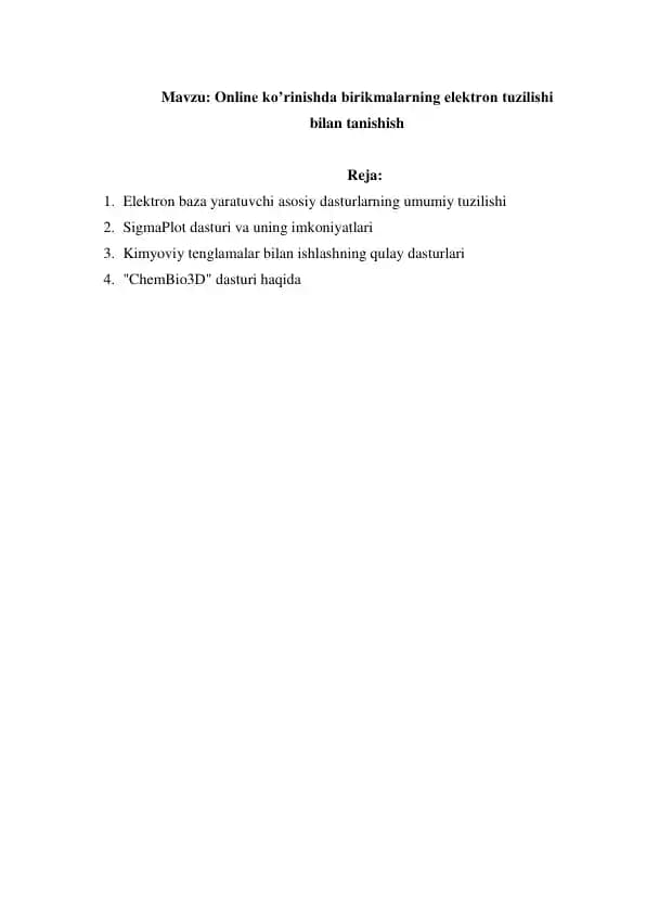 Online ko’rinishda birikmalarning elektron tuzilishi bilan tanishish