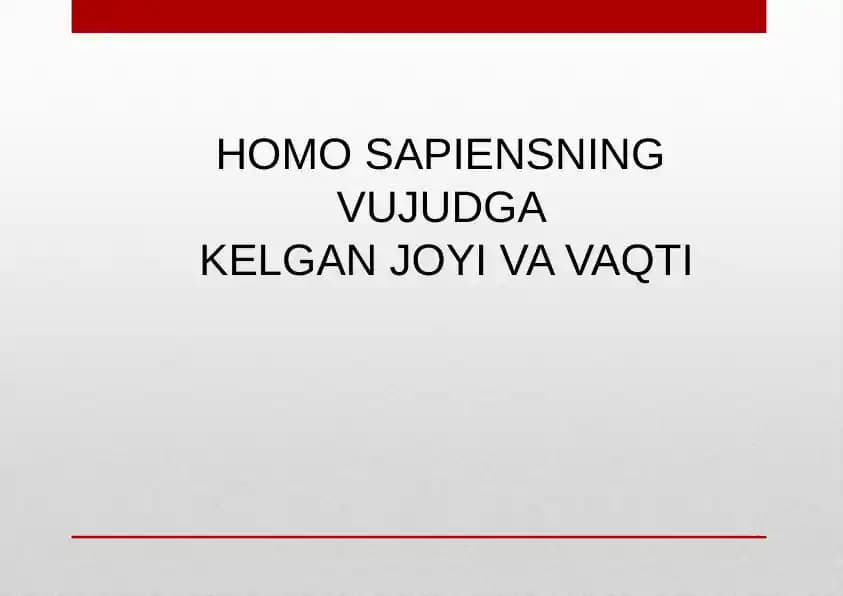 Homo Sapiensning Evolyutsiyasi