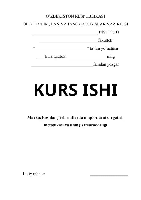 Boshlang‘ich sinflarda miqdorlarni o‘rgatish metodikasi va uning samaradorligi
