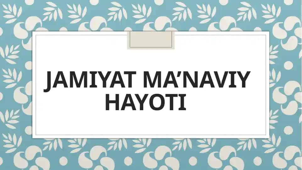 Jamiyat ma’naviy hayoti