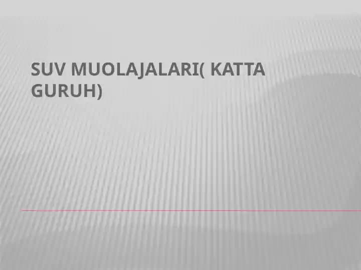 SUV MUOLAJALARI