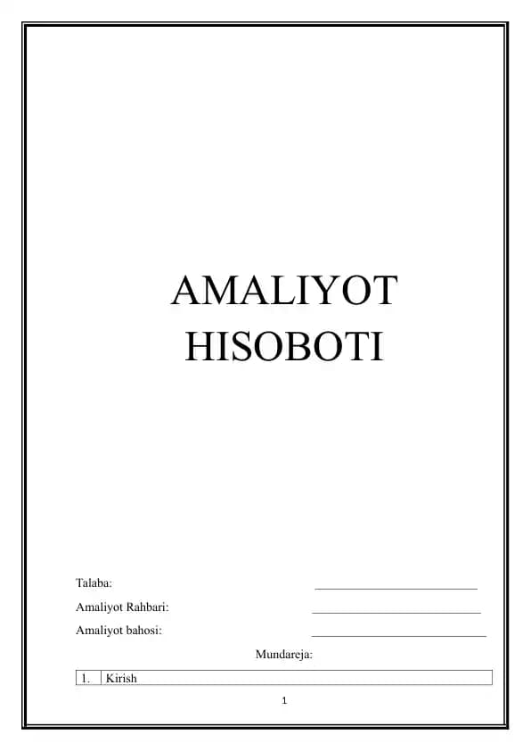 AMALIYOT HISOBOTI
