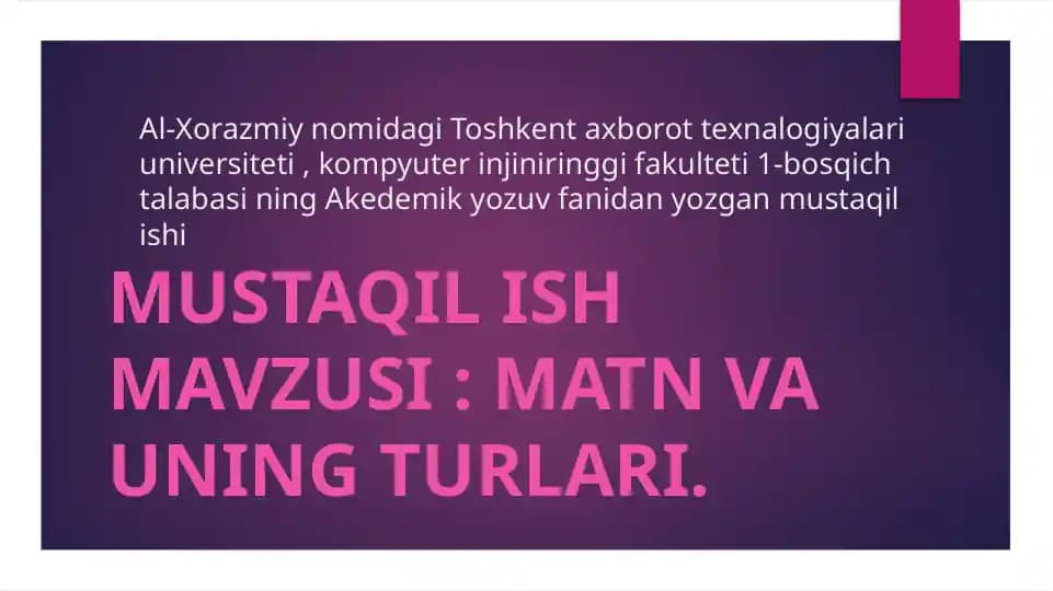 Matn va uning turlari