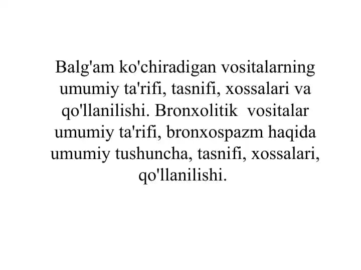 Bronxolitik vositalar