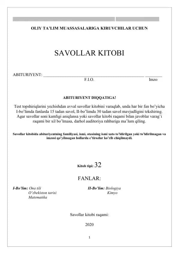 SAVOLLAR KITOBI