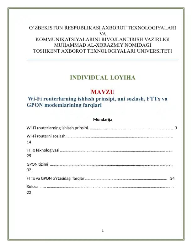 Wi-Fi routerlarning ishlash prinsipi, uni sozlash, FTTx va GPON modemlarining farqlari
