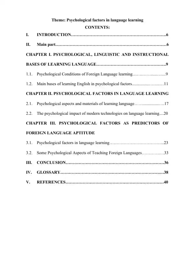 Psychological factors in language learning